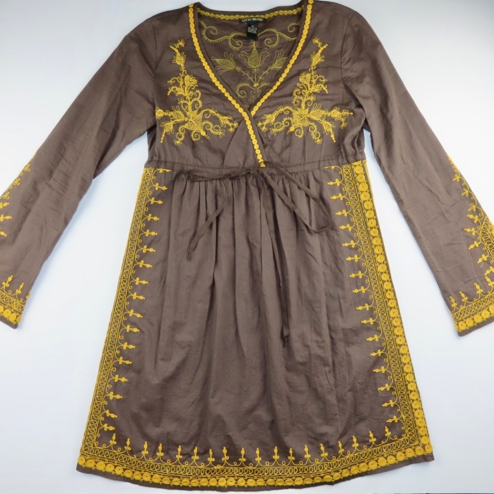 Lucky Brand Boho Dress XS Stitching Detail